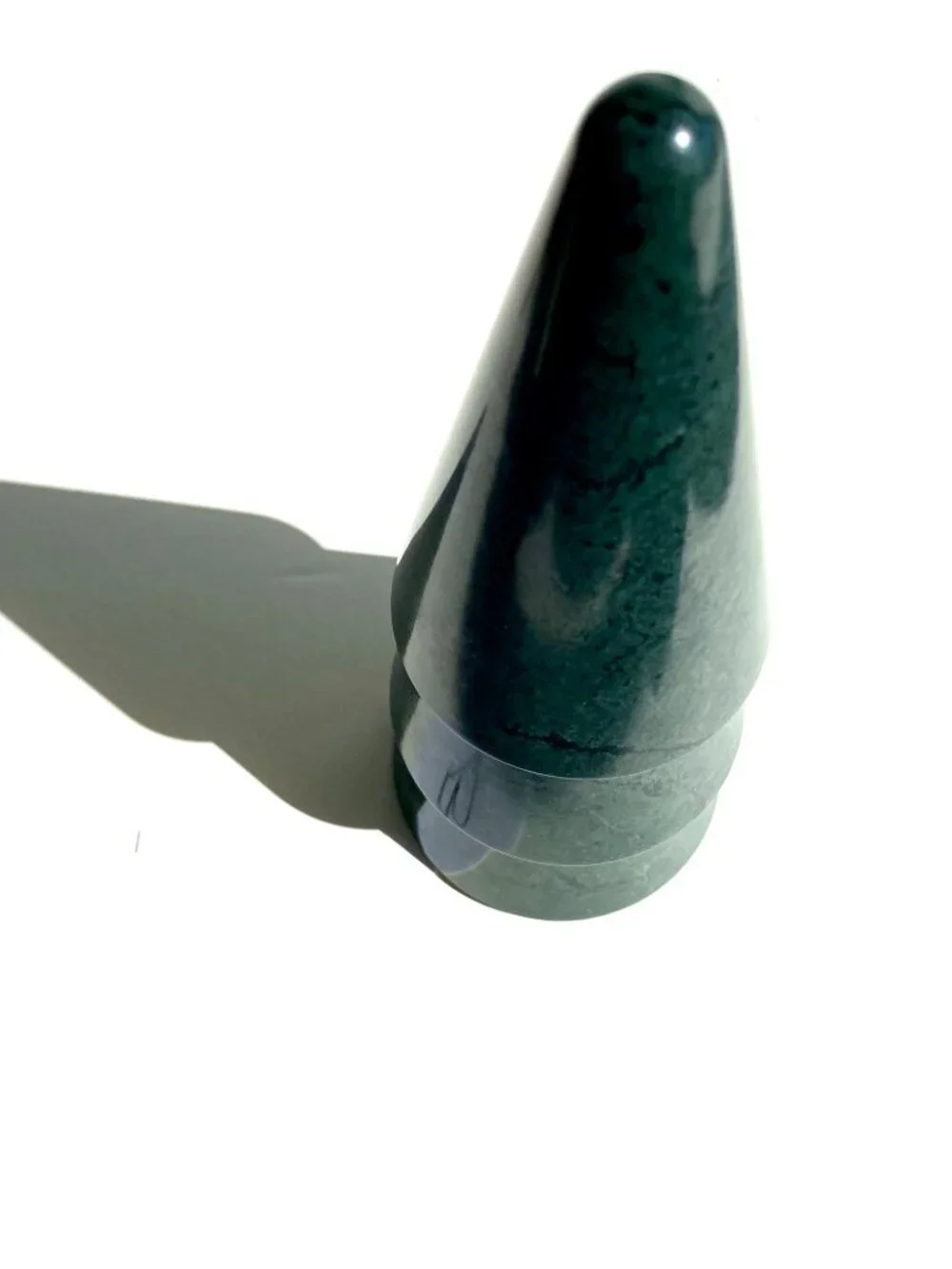 One green marble tree “B”. Modern holiday décor, from Crate & Barrel. NWT.